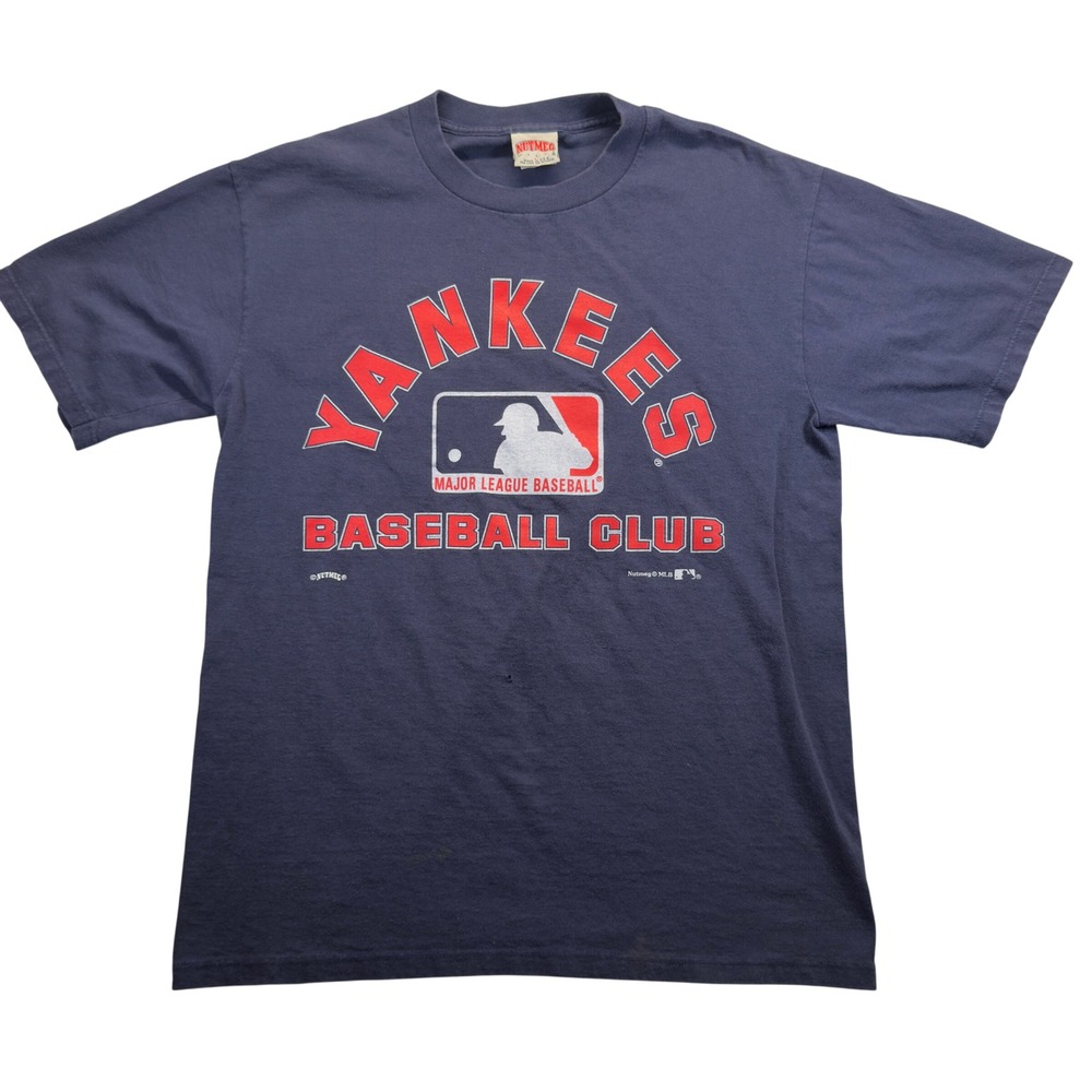 Vintage 90s Nutmeg New York Yankees Baseball Club Mens T Shirt L Made USA